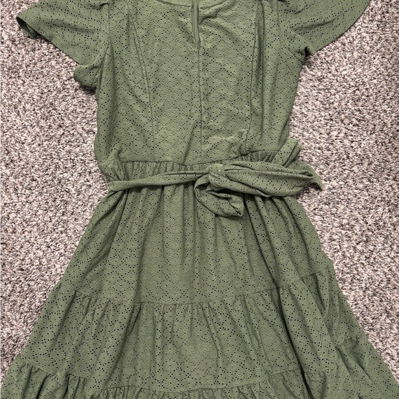 NWT Lane Bryant Knit Eyelet Split-Neck Dress Olive Green Size 14 16 - Picture 6 of 9